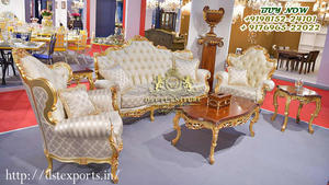 Conjunto de muebles de sala de estar con acabado brillante europeo, conjunto de sofá de cinco plazas de estilo francés tallado a mano - Product Image 3