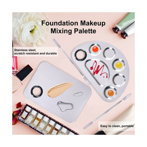 Spatule cosmétique à double plaque Spatule à mélanger la crème en acier allemand Miroir de polissage pour le mélange de mack up Double extrémité - Product Image 3