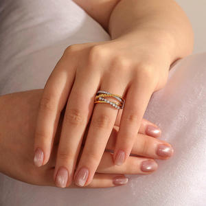 Jeulia Trendy Gradient Beaded Crossover <b>Ring</b> with Zircon Inlay - Product Image 6