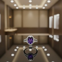 Bague de fiançailles chrétienne artisanale en argent 925 avec améthyste naturelle, pierre de naissance de février, taille ovale, minimaliste, certifiée par un tiers
