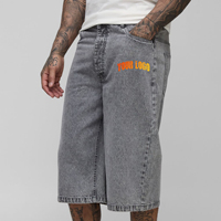 Pantalones Cortos Vaqueros de Mezclilla para Hombre, Estilo Hip Hop Urbano, 100% Algodón, Lavado Ácido, Transpirables, Impermeables, Holgados y Largos