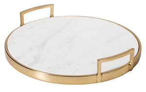Metallic Trim Steel and Marble <b>Shelving</b> Luxury Decorative Brass Lid Edge Canisters Tray Luxury Marble Gold Edge Block - Product Image 3
