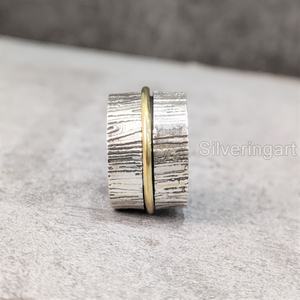 Anillo de meditación con banda giratoria, anillo de Plata de Ley 925 para mujer, joyería hecha a mano, anillo giratorio para hombre con ansiedad navideña - Product Image 3