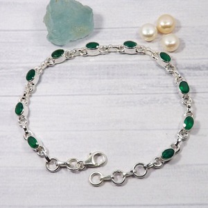 Handmade Green Onyx <b>925</b> <b>Sterling</b> <b>Silver</b> <b>Bracelet</b> Natural Green Onyx Gemstone <b>Bracelet</b> Jewelry Wedding Gift <b>Silver</b> Jewelry - Product Image 4