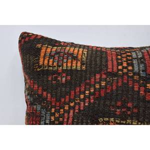 Multicolor Bohemian 16x24 Wool Kantha Pillow Vintage Embroidered Floral <b>Print</b> Woven Patchwork Decorative <b>Cushion</b> 18x18 Inch Size - Product Image 2