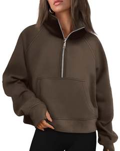 New <b>Women's</b> 2025 Fall Fashion Outfits New Half <b>Zip</b> Cropped Hoodie Pullover Fleece <b>Quarter</b> Zipper Hoodie <b>Sweatshirts</b> - Product Image 6