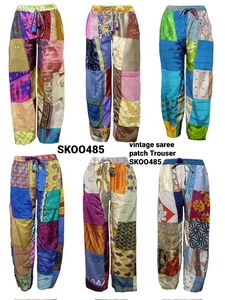 2024 SK NOOR SONS PRESENTA Sari de Diseño Bohemio de Verano, Pantalón con Parches, Tela de Rayón, Cintura Elástica, Transpirable, para Exportación - Product Image 5