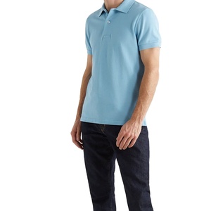 Polo en coton bleu ciel pour homme OEM – Streetwear premium minimaliste à manches courtes – Vêtement d'exportation fabriqué par BS 2026 - Product Image 1