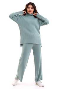 Conjunto de Dos Piezas de Punto para Mujer, Conjunto de Suéter Holgado de Cuello Alto y Pantalones de Alta Calidad, Tejido Suave - Product Image 2