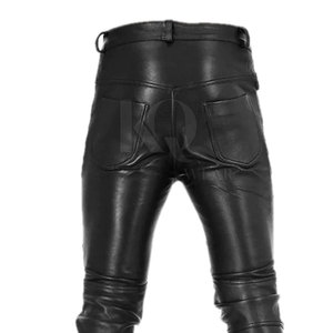 Pantalones de Cuero para Hombre, Diseño Nuevo, Ligeros, Casuales, con Botones, Tallas Grandes, Personalizados, para Venta en Línea - Product Image 4