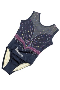 Maillot de Gimnasia Personalizado para Niñas, sin Mangas, con Pedrería, Malla, 220 GSM, Poliéster y Spandex, Transpirable y Elástico - Product Image 3
