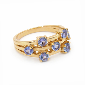 Anillo de Plata de Ley 925 con Tanzanita, Diseño de Universo de Estrella Azul de 7 Piedras, Anillo Moderno de Lujo de 3 Capas para Mujer - Product Image 4