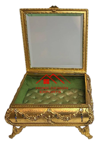 Joyero de Metal de lujo con diseño en relieve de fundición a mano, joyero de Metal con acabado dorado para uso de almacenamiento - Product Image 5