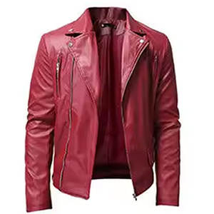 Chaquetas de Cuero PU de Alta Calidad para Hombre, Primavera-Otoño, Cuello Alto Sólido, Personalizadas, de Buena Calidad, Chaqueta Moderna para Hombre - Product Image 5