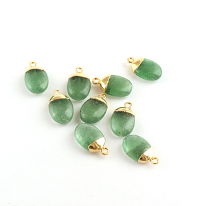 Dijes conector de piedras preciosas de forma ovalada genuino verde fresa cuarzo DIY conector 18K chapado en oro Fabricación de suministros conectores - Product Image 5