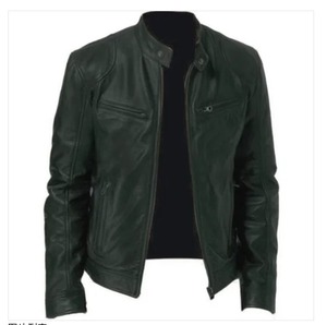 Chaqueta de cuero para hombre a la moda 2025, chaqueta ajustada de PU con cuello levantado para hombre, chaquetas con cremallera Diagonal y solapa para motocicleta antiviento para hombre - Product Image 6