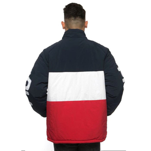 Veste bouffante souple coupe-vent pour hommes, col montant, mode hivernale, couleur bloquée, fermeture éclair, haute qualité - Product Image 2