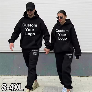 Custom Your Logo Hoodies Pants 2Pcs_<b>Sets</b> Sweatshirt Sweatpants Male Gyms Fitness <b>Tops</b> <b>Trousers</b> Joggers Sportswear Tracksuits - Product Image 2