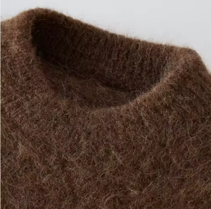 Wholesale Custom Autumn Fashion <b>Warm</b> Acrylic Furry Knit Pullover Sweater Men's Crew Neck Front Logo Custom Color & Size - Product Image 6