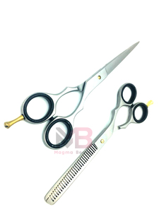 Ciseaux de coiffure professionnels en acier inoxydable à bord droit avec cisailles amincissantes à pointe de lame tranchante pour barbiers droitiers - Product Image 3