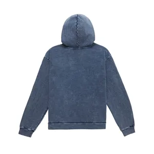 OEM Best oversized faded distressed black heavy out old pullover men vintage acid mineral stone puff print wash hoodie with logo