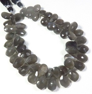 Venta al por mayor lote de cuentas de pera facetadas de piedra lunar gris natural 10-13mm cuentas de piedras preciosas de corte facetado 8 "Strand piedras preciosas sueltas - Product Image 1