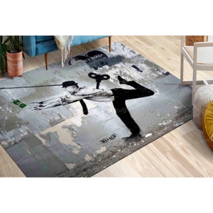 Tapis imprimé graffiti - Doux, vibrant, décoration d'art moderne, tapis en chenille - Product Image 1