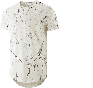 OEM vente en gros hommes Hipster Hip Hop déchiré ourlet rond motif imprimé doublure en coton manches courtes casual t-shirts - Product Image 1