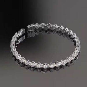 Sparkling Lab-Grown Diamond Halo Tennis Bracelet Alta calidad 14K Oro blanco No se desvanece Hip Hop Jewelry para hombres y mujeres - Product Image 2