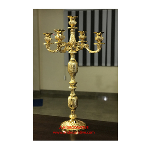 Gold Embossed Candelabra with Flower Bowl Unique Design Party & Christmas Decoration Handmade Luxury <b>Candle</b> Holder with 4 Arms - Product Image 3