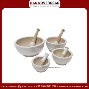 Juego de Mortero y Pilón Ecológico de Piedra Jabonosa Blanca para Moler Hierbas y Especias, 4 Piezas, Rana Overseas Inc, Multitamaño, Bajo Precio - Product Image 2