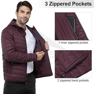 Abrigo acolchado con capucha para hombre para todas las estaciones, chaqueta cálida y ligera con aislamiento, viajes en la nieve, senderismo, OEM/ODM, chaqueta personalizada al por mayor - Product Image 3
