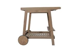 Lightweight Solid Acacia Hostess Serving Trolley-Movable <b>Small</b> Double-Layered Coffee Table Cart Eco-Friendly Durable - Product Image 3