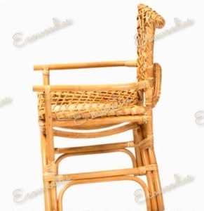 Muebles para el hogar Silla de comedor con asiento de ratán de caña Silla de brazo de comedor tejida de ratán Muebles de acentos para interiores y exteriores - Product Image 6