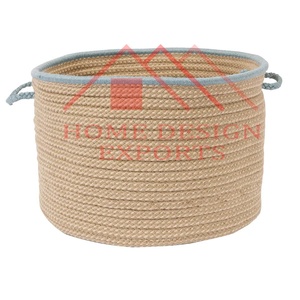 Latest Design Oval Champagne Pure Cotton <b>Rope</b> Two Tone Color Combinations <b>Storage</b> <b>Basket</b> for Home Decorations New Fruits <b>Rope</b> - Product Image 6