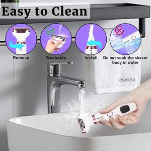 Kit de Afeitadora Eléctrica Recargable 4 en 1, Indolora, de Doble Cuchilla, para Uso en Seco/Húmedo, para Hombres y Mujeres, Eliminador de Vello Facial, Incluye Depilación Nasal - Product Image 5