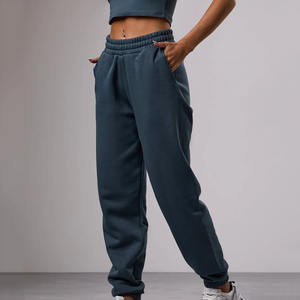 Nouveau design de vêtements de sport personnalisés Pantalon de survêtement pour femme en coton mélangé bleu gris Pantalon et pantalon de survêtement pour femme en tissu doux - Product Image 1