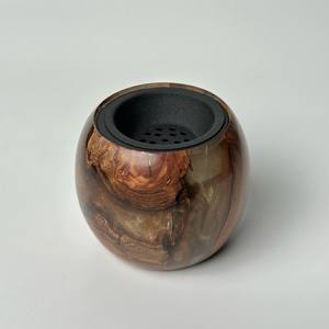 Quemador de Incienso Elegante de Cerámica Ecológica con Acabado Brillante, Diseño de Madera y Recipiente Interior Desmontable para Incienso Americano Aromático - Product Image 2