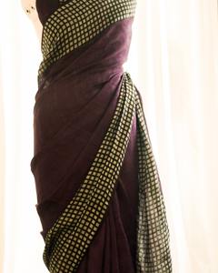 Sari de lino plateado suave de alta calidad con tejido de Zari de plata bordado Nuevo catálogo Ropa de FIESTA DE LA India Ropa India pakistaní - Product Image 6