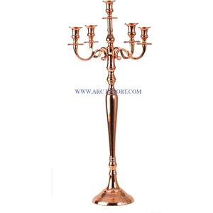Large Size <b>Centerpiece</b> Candelabra 5 Arms <b>Table</b> Decoration Wedding and Events Metal Rose Gold Polished Napkin Rings for Sale - Product Image 1