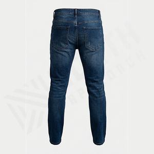 Wholesale <b>Men</b> <b>High</b> Quality Mid Washed Denim Customized Color Whisker Pants Classic Mid <b>Waist</b> Functional Pocket Light Print Custo - Product Image 2