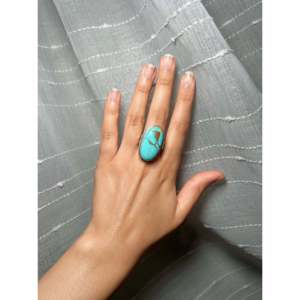 Antionette Martinez Kingman Turquoise & Sterling Silver <b>Adjustable</b> <b>Ring</b> Casual Style Stainless Steel Jewelry Bezel Setting Gift - Product Image 5