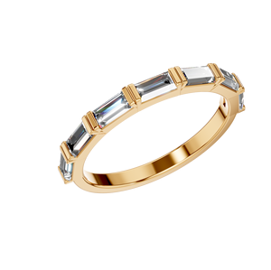 Bague de mariage pour l'éternité élégante personnalisée en forme de baguette en or rose massif 14 carats pour femmes, pierre principale en diamant de bijouterie fine originale OEM ODM - Product Image 5