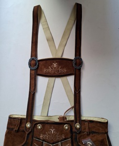 Casual cómodo Oktoberfest tradicional hombres Lederhose corto bávaro alemán Trachten High Street estilo patrón sólido - Product Image 4