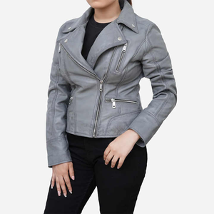 Chaquetas de PU personalizadas para mujer, abrigos informales ajustados de cuero genuino, ropa de calle larga, prendas de vestir exteriores transpirables, venta al por mayor, teñidas lisas - Product Image 1