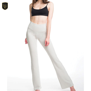 Pantalones de Yoga Acampanados para Mujer, Cintura Media, Color Sólido, Ecológicos, Elásticos, Transpirables, para Gimnasio, Correr y Entrenamiento - Product Image 1