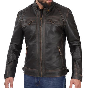 Veste en cuir pour homme à fermeture éclair complète Vestes en cuir véritable entièrement personnalisées Veste en cuir pour homme écologique et résistante au vent et respirante - Product Image 4