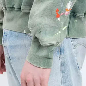 Plain Solid Color Blank Acid Wash <b>Hoodies</b> Plus Size Heavy Weight 2024 Men Acid Wash <b>Hoodies</b> - Product Image 6