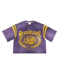 2025 diseño personalizado de gran tamaño ajustado Boxy Crop ajustado camisetas para hombres logotipo impreso diseño personalizado cuello redondo rayas hombro camisas - Product Image 5