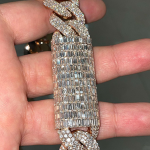 สร้อยเพชรโมอิสขนาด20มม. สำหรับสตรีประดับ925เงินสเตอร์ลิงสีโรสโกลด์แบบคิวบาปรับแต่งได้ - Product Image 2